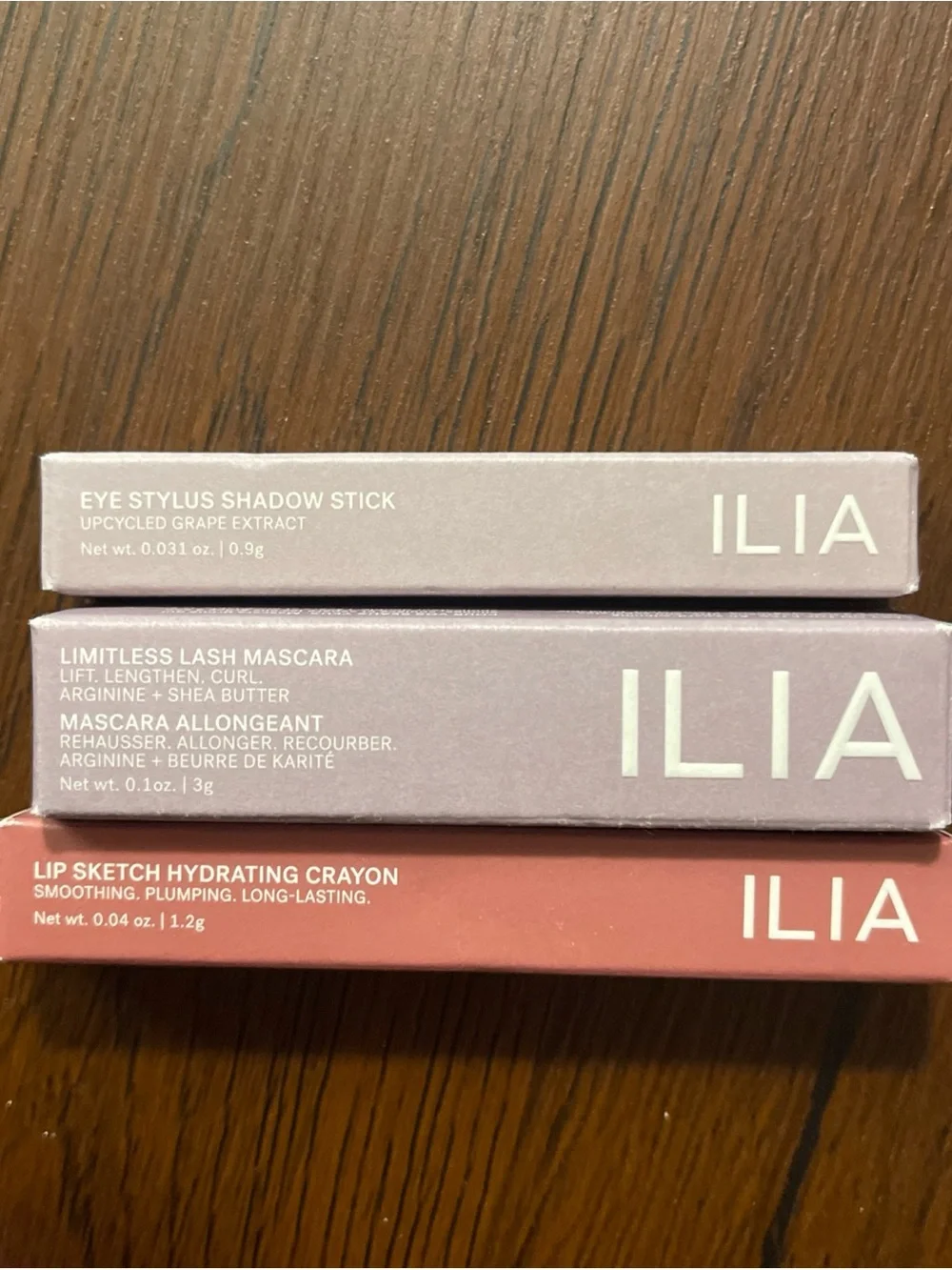 ILIA Lip Liner, Eyeshadow Stick & Mascara